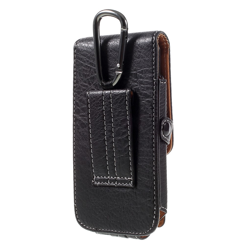 Outdoor Card Holder Leather Pouch for Galaxy S5/iPhone 6s 7, Size: 150x73x15mm - Black-3
