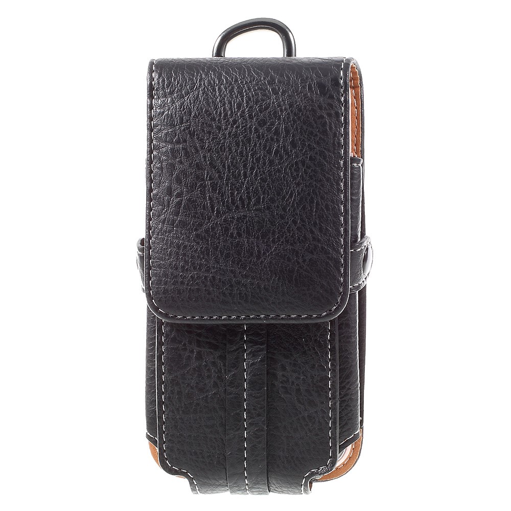 Outdoor Card Holder Leather Pouch for Galaxy S5/iPhone 6s 7, Size: 150x73x15mm - Black-4