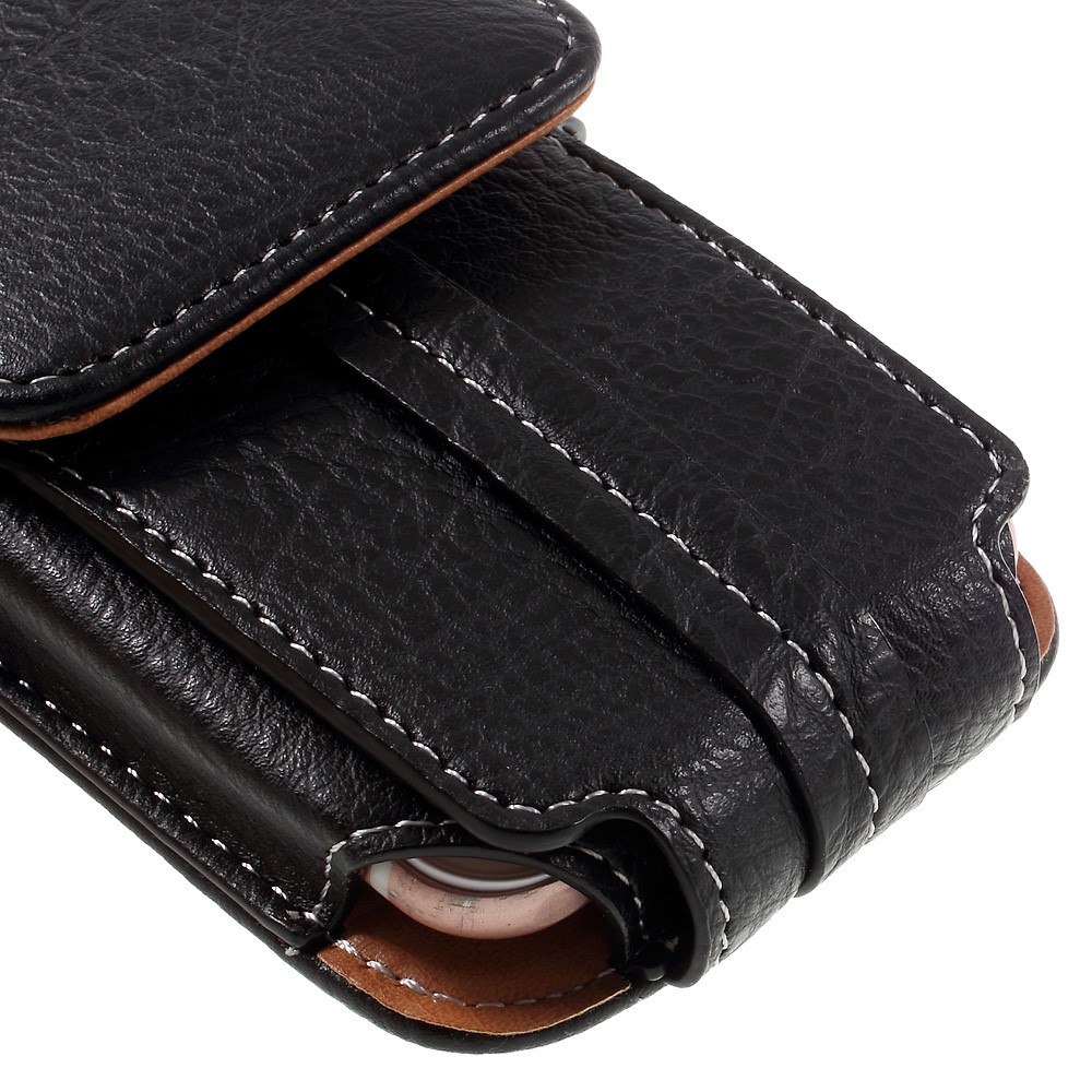 Outdoor Card Holder Leather Pouch for Galaxy S5/iPhone 6s 7, Size: 150x73x15mm - Black-7