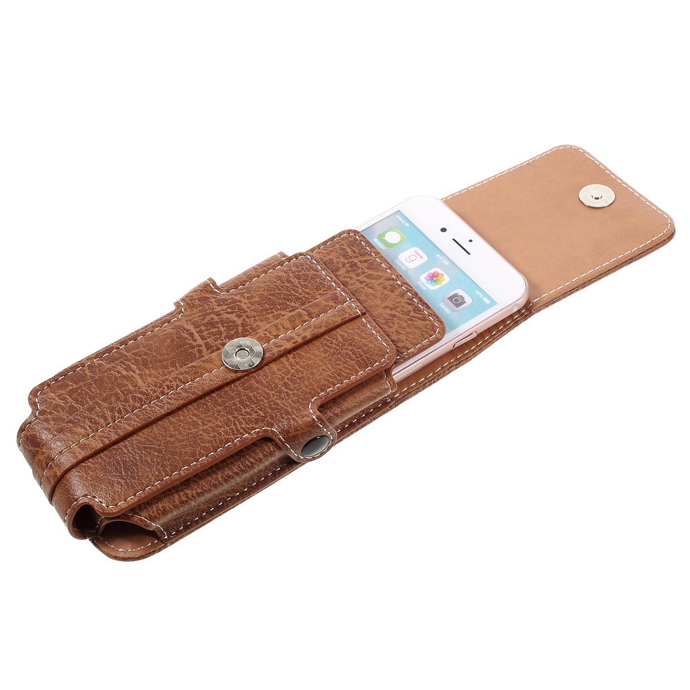 Outdoor Camping Hiking Waist Pouch Bag for iPhone 7 6s, Size: 150x80x15mm - Brown-1