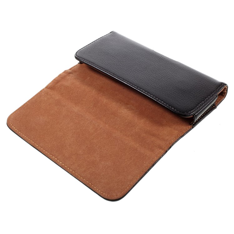 Caja De La Funda De Cuero Del Grano Del Litchi Con El Clip De La Correa Para El Iphone 7 6, Tamaño: 139 X 72 X 13m M-6
