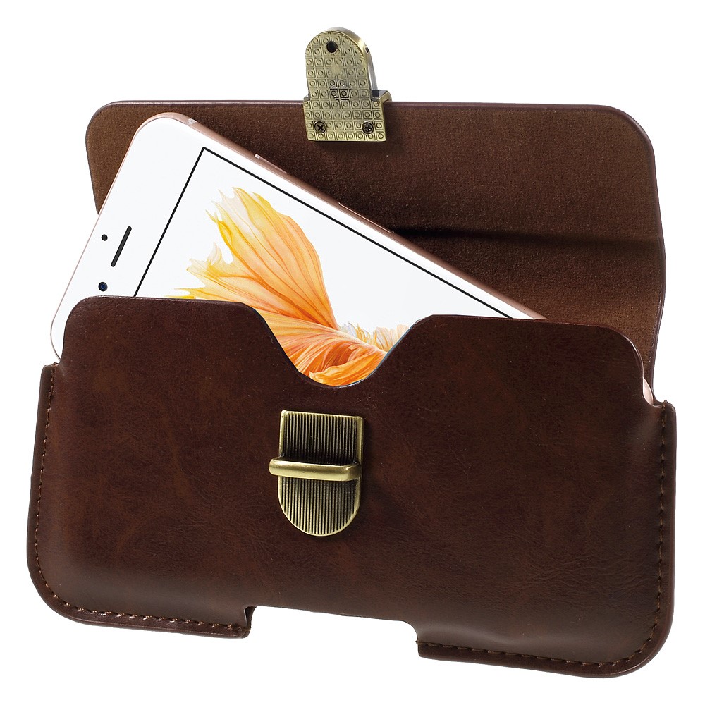 Universal Leather Holster Sleeve Case with Metal Snap Fastener for iPhone 6s Plus/Samsung Galaxy On7 Pro,Size: 160 x 80mm - Coffee-4