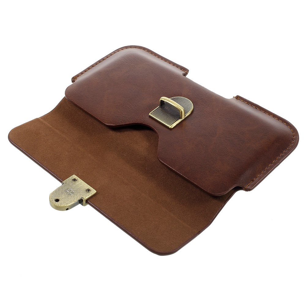 Universal Leather Holster Sleeve Case with Metal Snap Fastener for iPhone 6s Plus/Samsung Galaxy On7 Pro,Size: 160 x 80mm - Coffee-5