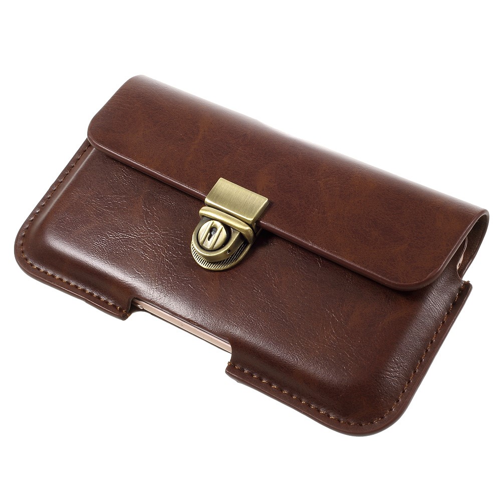 Universal Leather Holster Sleeve Case with Metal Snap Fastener for iPhone 6s Plus/Samsung Galaxy On7 Pro,Size: 160 x 80mm - Coffee-6