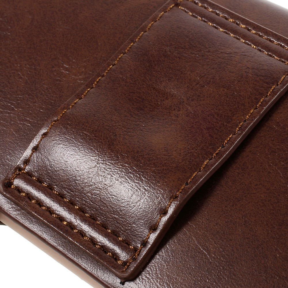 Universal Leather Holster Sleeve Case with Metal Snap Fastener for iPhone 6s Plus/Samsung Galaxy On7 Pro,Size: 160 x 80mm - Coffee-8
