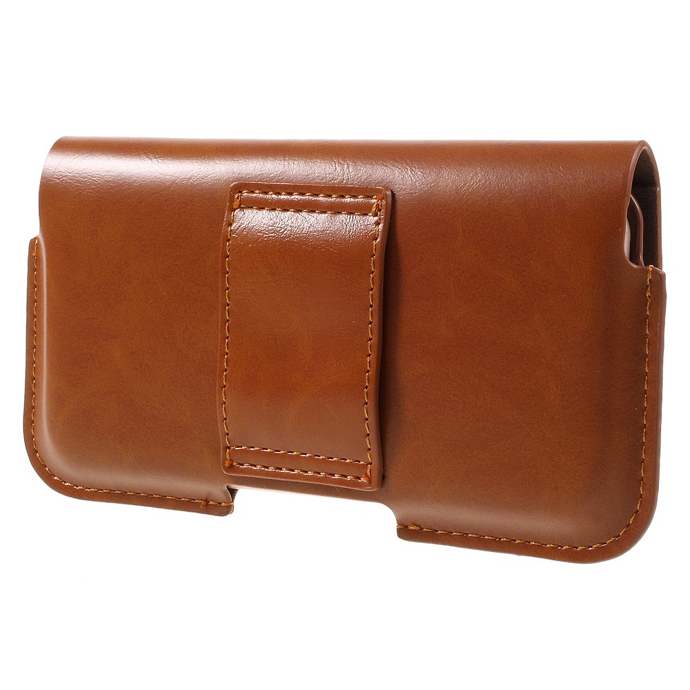 Tampa universal de bolsa de estofamento de couro com fecho de pressão de metal para iPhone 6s Plus / Samsung Galaxy On7 Pro, porte: 160 x 80mm - Castanho-2
