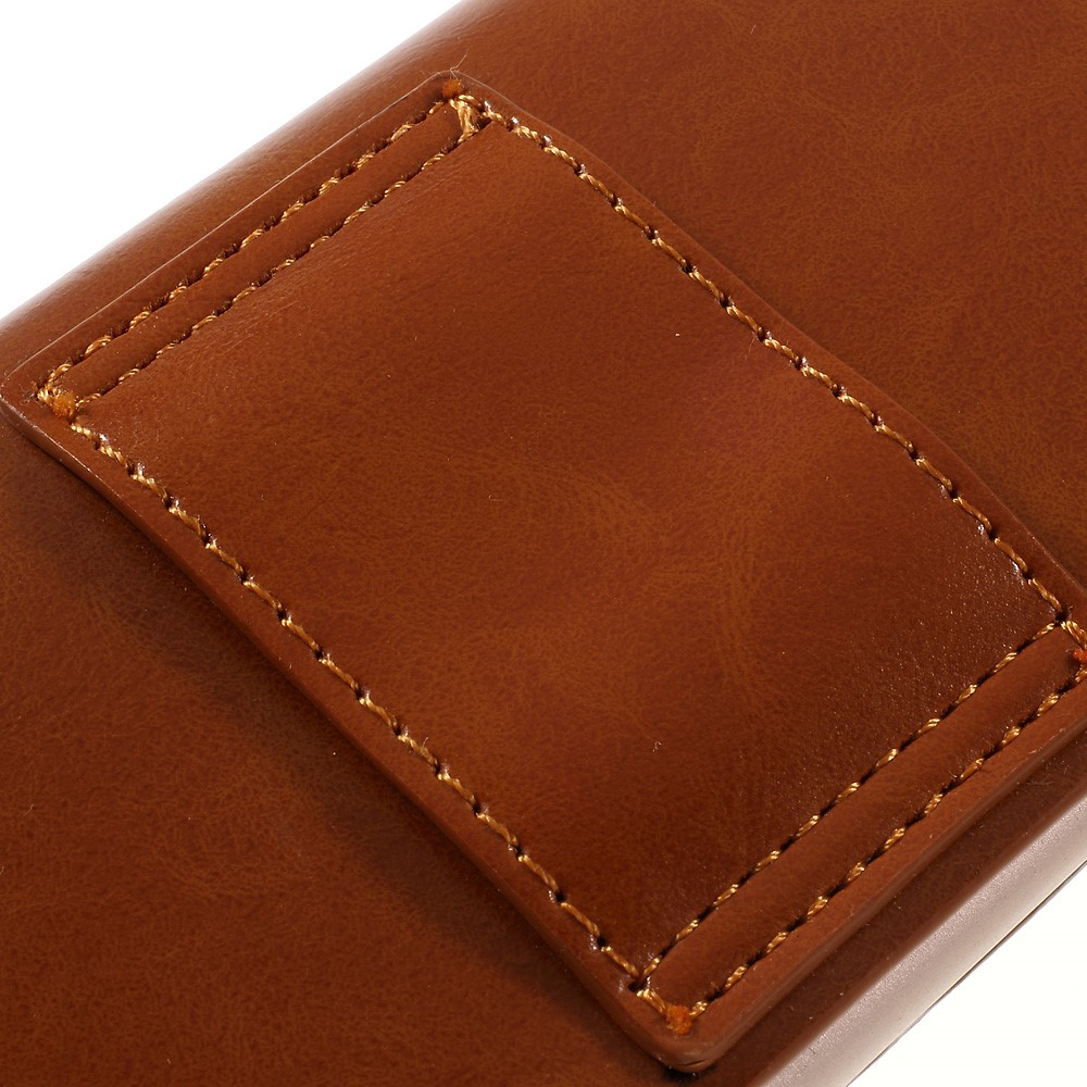 Tampa universal de bolsa de estofamento de couro com fecho de pressão de metal para iPhone 6s Plus / Samsung Galaxy On7 Pro, porte: 160 x 80mm - Castanho-8