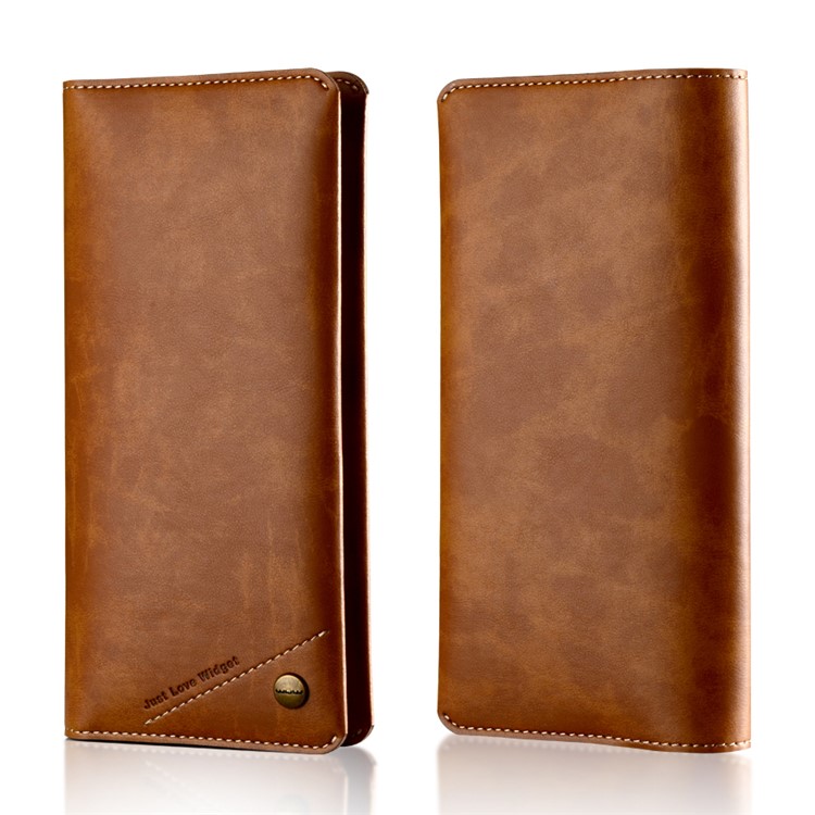 WUW Universal Wallet Leather Case for iPhone 7 Plus/ 6s Plus/Samsung Note7 Etc - Brown-1