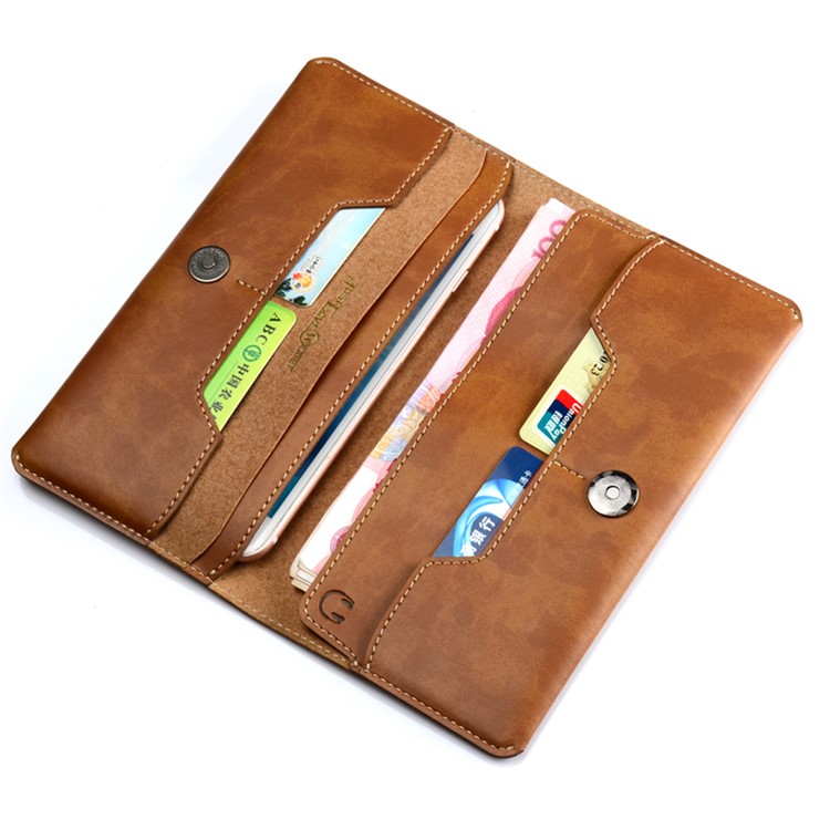 WUW Universal Wallet Leather Case for iPhone 7 Plus/ 6s Plus/Samsung Note7 Etc - Brown-3