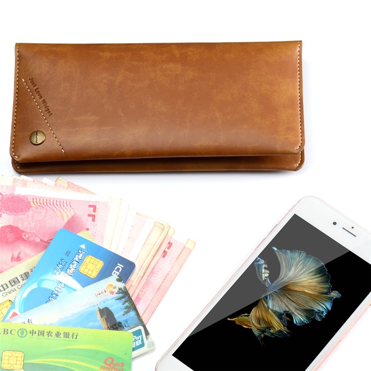 WUW Universal Wallet Leather Case for iPhone 7 Plus/ 6s Plus/Samsung Note7 Etc - Brown-6