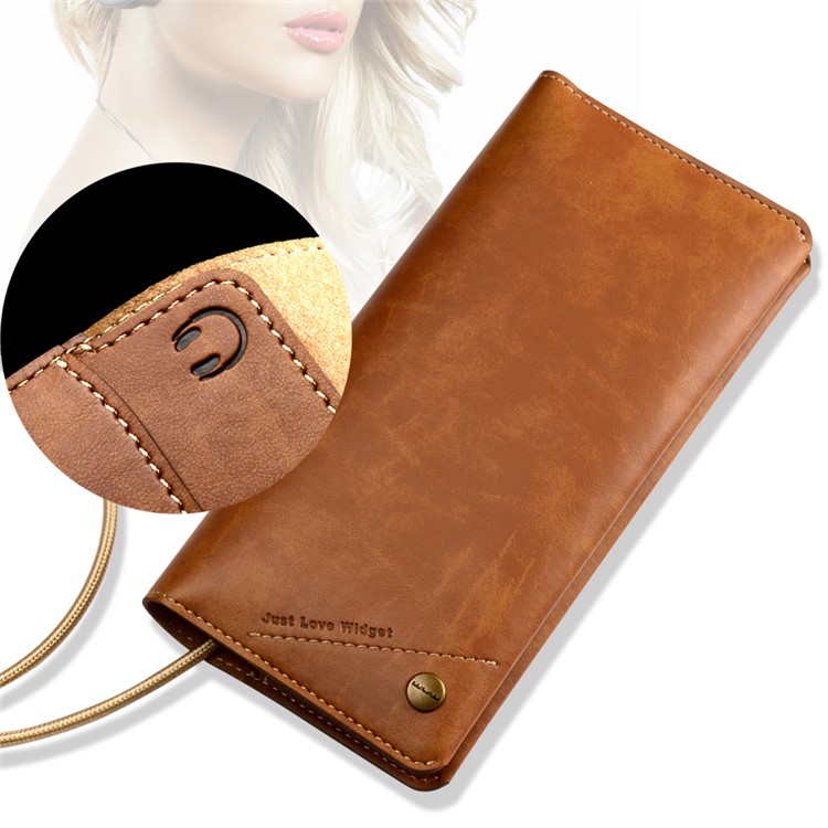 WUW Universal Wallet Leather Case for iPhone 7 Plus/ 6s Plus/Samsung Note7 Etc - Brown-7