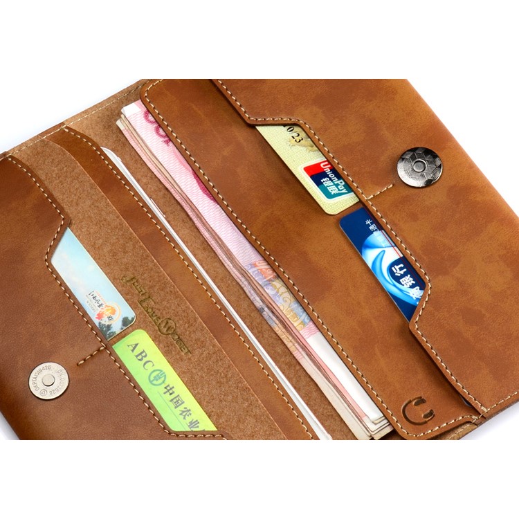 WUW Universal Wallet Leather Case for iPhone 7 Plus/ 6s Plus/Samsung Note7 Etc - Brown-9