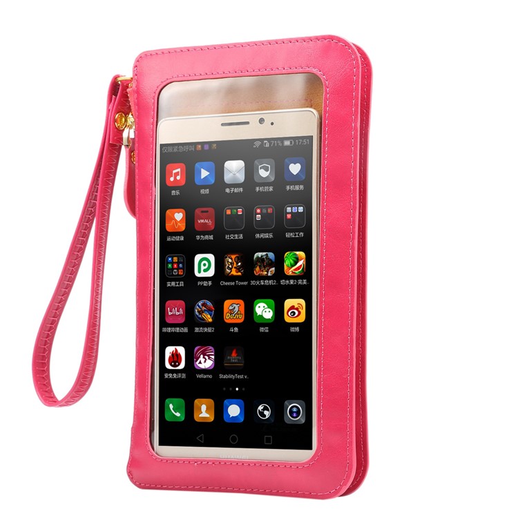 Universal PU Leather Screen Touch CellPhone Crossbody Bag Case Shoulder Pouch, Size: 20 x 11.5cm - Rose-2