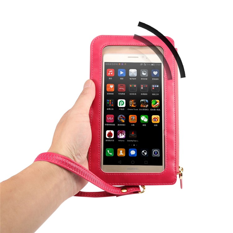 Universal PU Leather Screen Touch CellPhone Crossbody Bag Case Shoulder Pouch, Size: 20 x 11.5cm - Rose-8