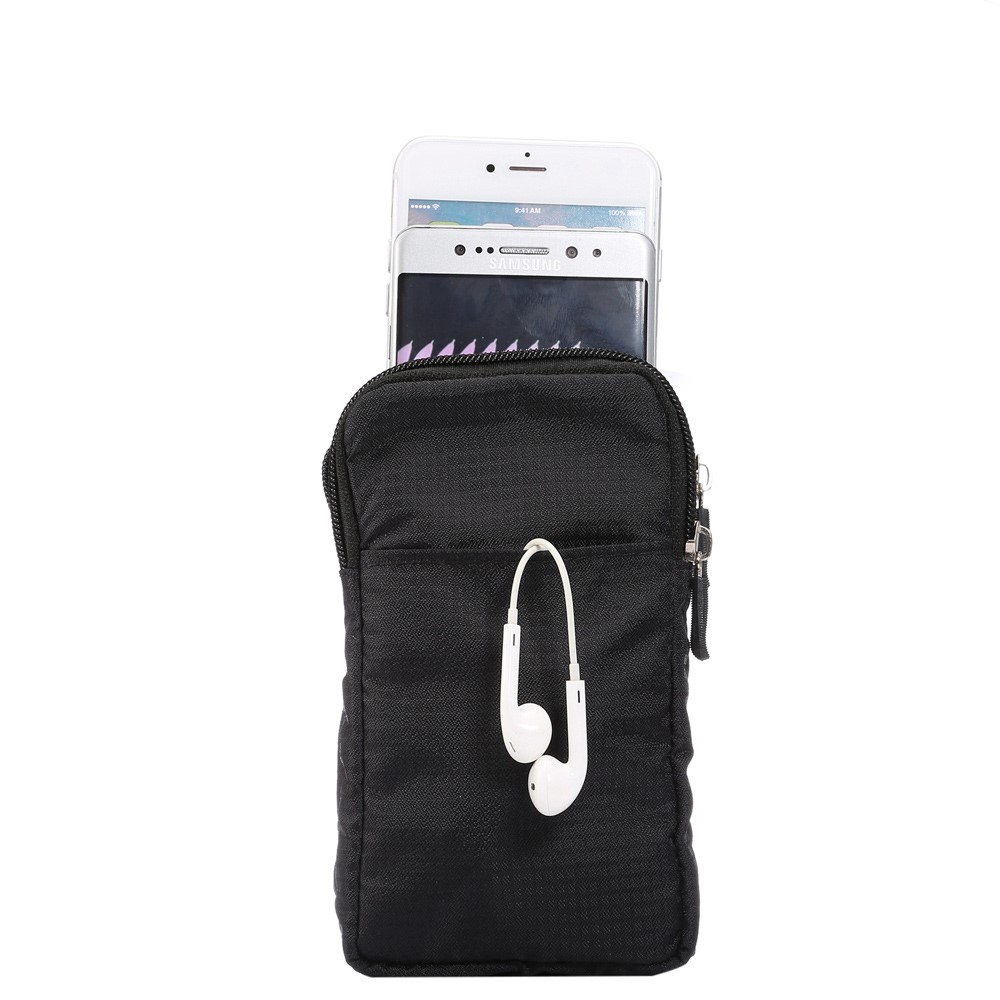 Outdoor-Sportgurt Telefontasche-Taille-Pack-Geldbörse Mit Schultergurt Für IPhone X / 8/8 Plus / 7 Plus / Samsung Galaxy S9 + / S8 +, Größe: 16.5x9x3cm - Schwarz