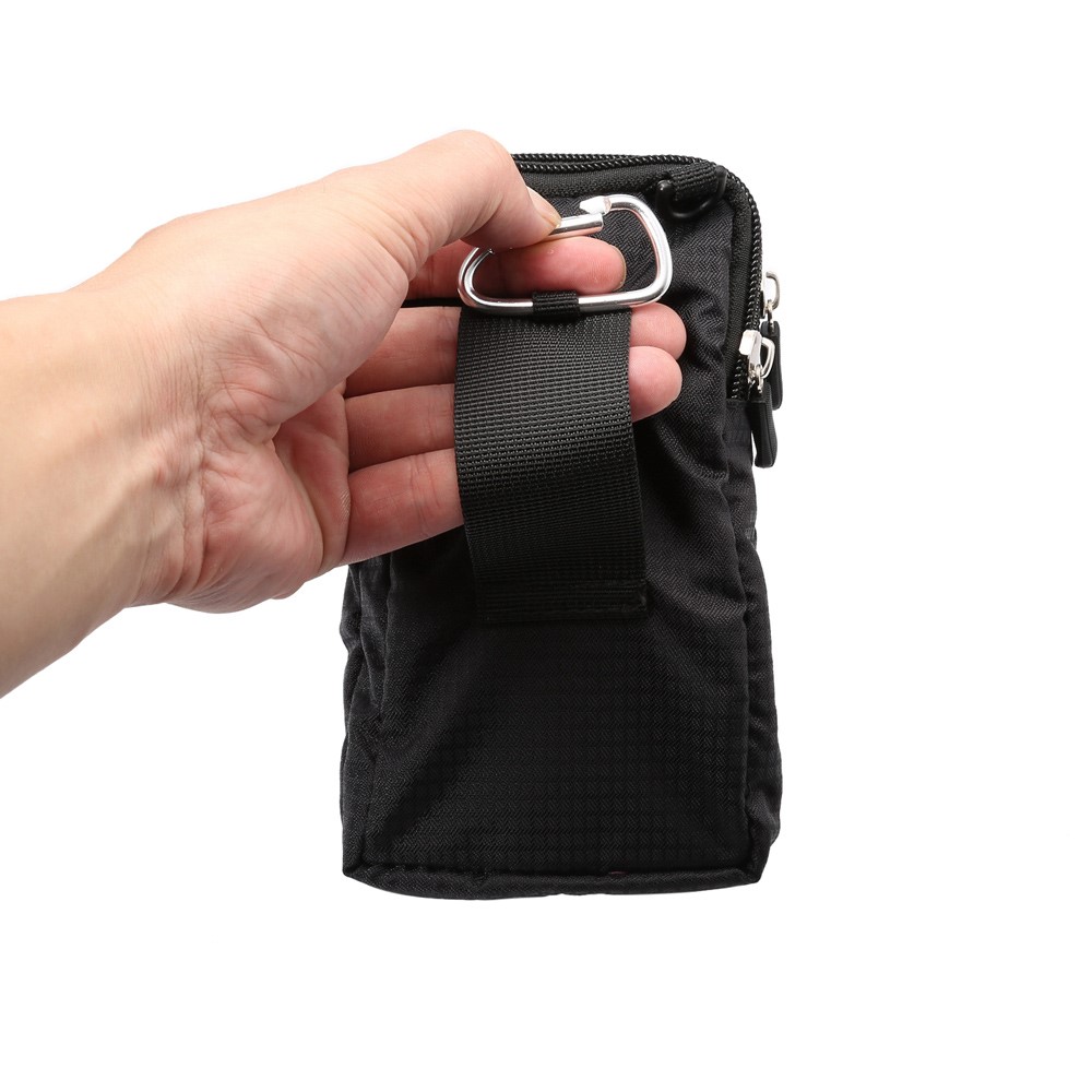 Outdoor-Sportgurt Telefontasche-Taille-Pack-Geldbörse Mit Schultergurt Für IPhone X / 8/8 Plus / 7 Plus / Samsung Galaxy S9 + / S8 +, Größe: 16.5x9x3cm - Schwarz