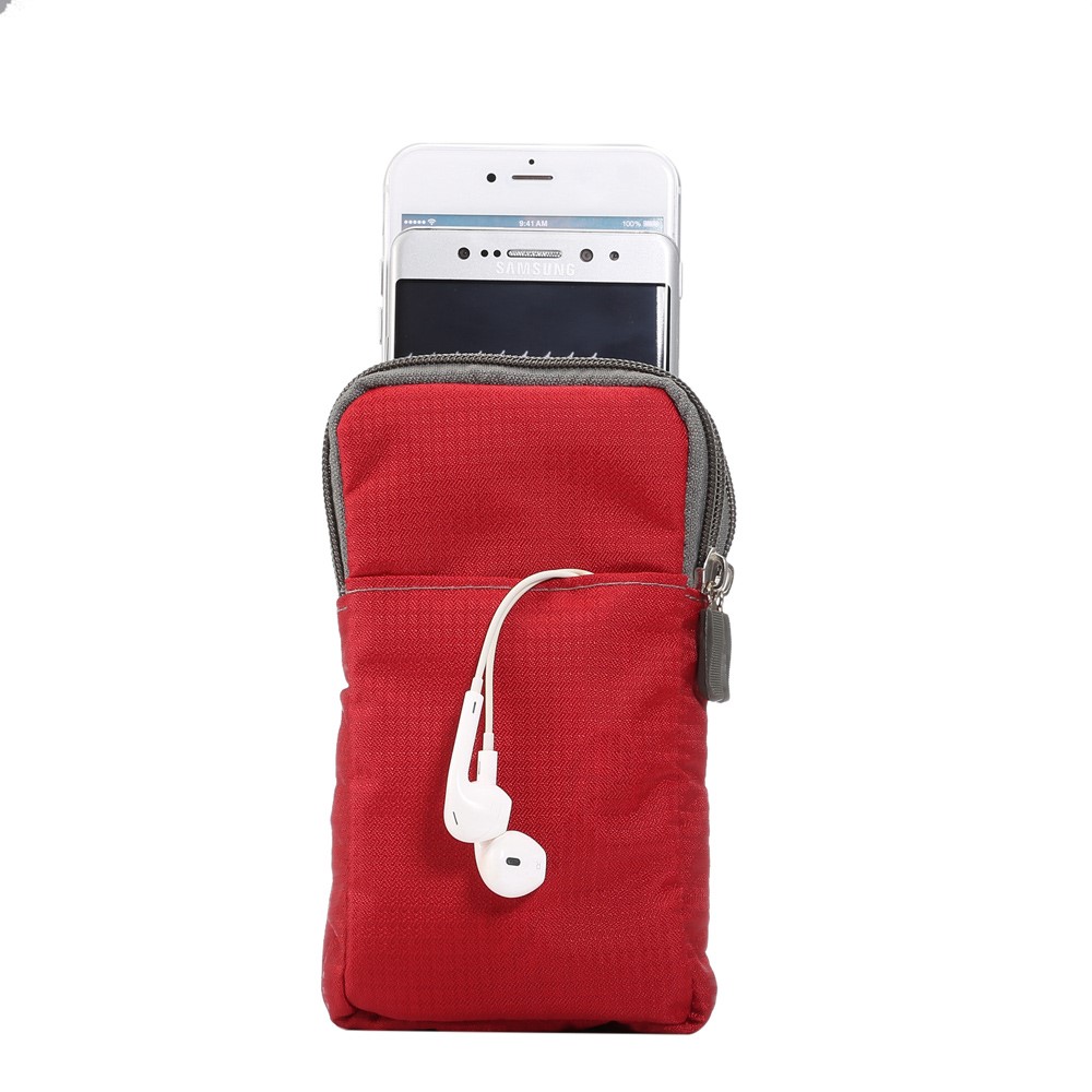 Sports Waist Pack Bag Pouch with Carabiner for iPhone X/8/8 Plus/7 Plus/Samsung Galaxy S9+/S8+, Size: 16.5 x 9 x 3cm - Red-6