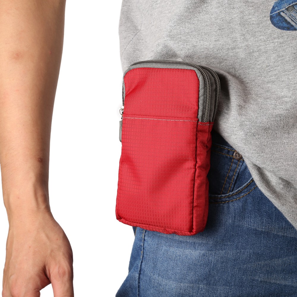 Sports Waist Pack Bag Pouch with Carabiner for iPhone X/8/8 Plus/7 Plus/Samsung Galaxy S9+/S8+, Size: 16.5 x 9 x 3cm - Red-8