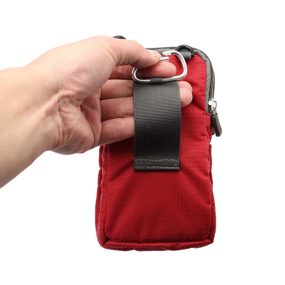 Sports Waist Pack Bag Pouch with Carabiner for iPhone X/8/8 Plus/7 Plus/Samsung Galaxy S9+/S8+, Size: 16.5 x 9 x 3cm - Red-9