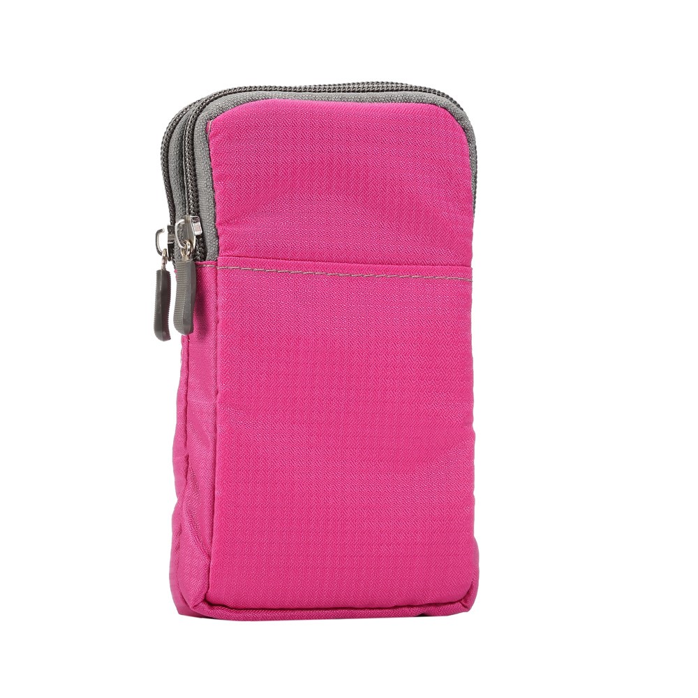 Double Layer Waist Pack with Hook for iPhone X/8/8 Plus/7 Plus/Samsung Galaxy S9+/S8+, Size: 16.5 x 9 x 3cm - Rose-4