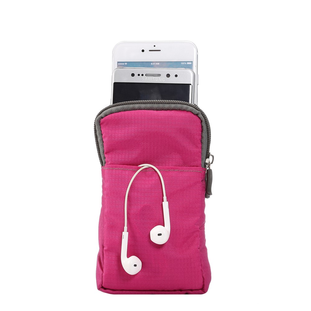 Double Layer Waist Pack with Hook for iPhone X/8/8 Plus/7 Plus/Samsung Galaxy S9+/S8+, Size: 16.5 x 9 x 3cm - Rose-6