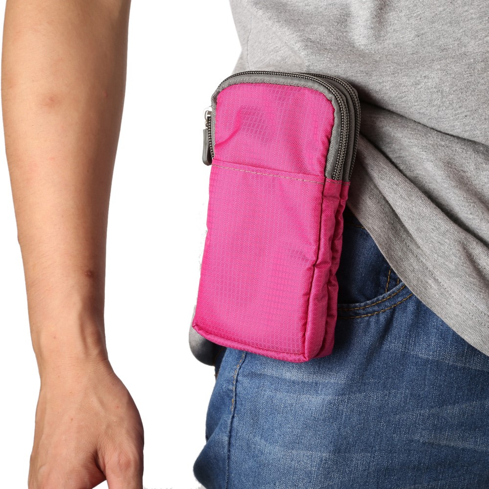 Double Layer Waist Pack with Hook for iPhone X/8/8 Plus/7 Plus/Samsung Galaxy S9+/S8+, Size: 16.5 x 9 x 3cm - Rose-8