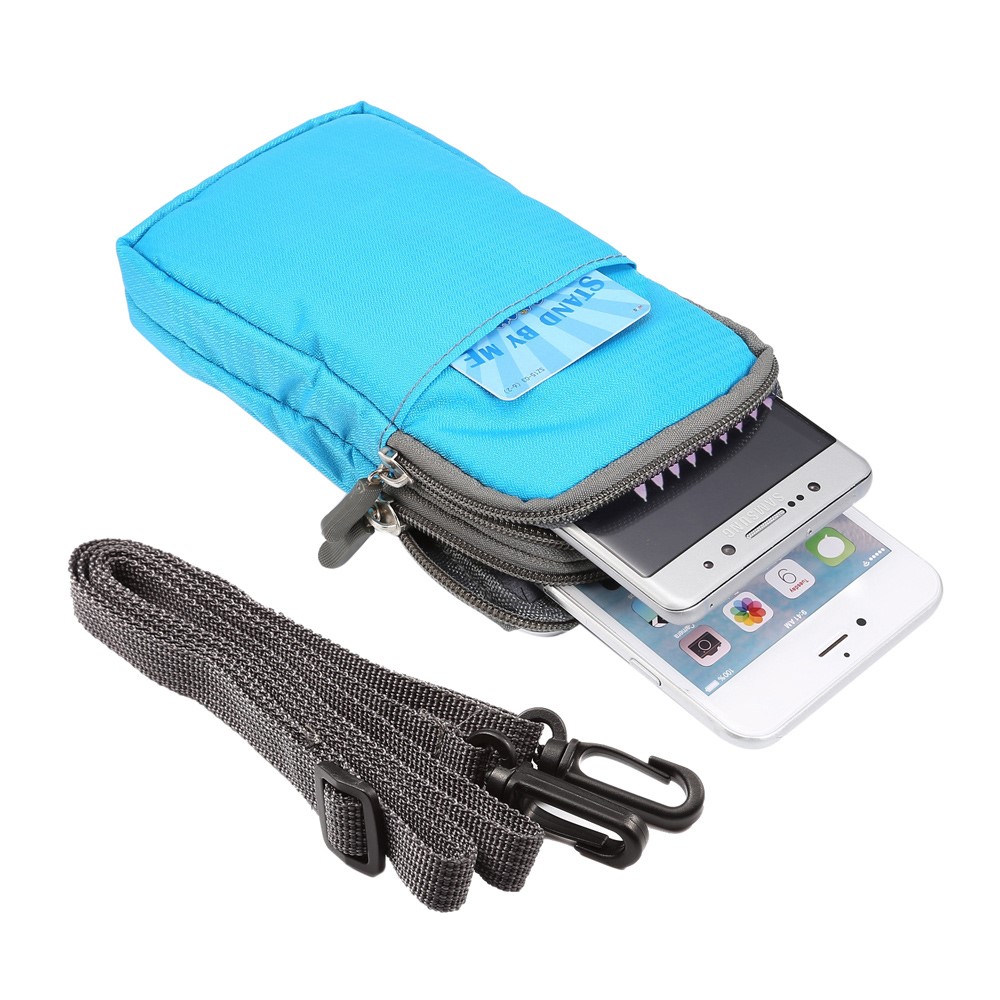 Sports Waist Bag Pack Pouch with Hook for iPhone X/8/8 Plus/7 Plus/Samsung Galaxy S9+/S8+, Size: 16.5 x 9 x 3cm - Baby Blue-1