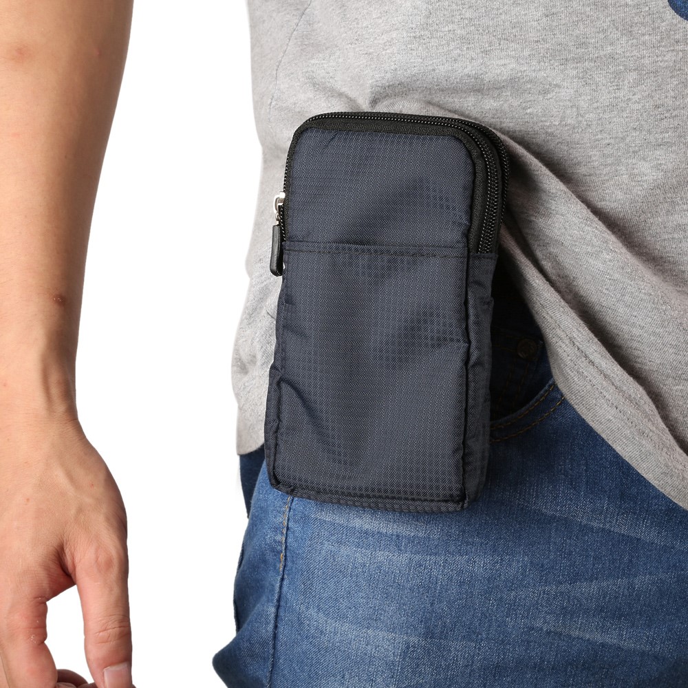 Belt Bag Waist Pack Pouch with Carabiner for iPhone X/8/8 Plus/7 Plus/Samsung Galaxy S9+/S8+, Size: 16.5 x 9 x 3cm - Dark Blue-8