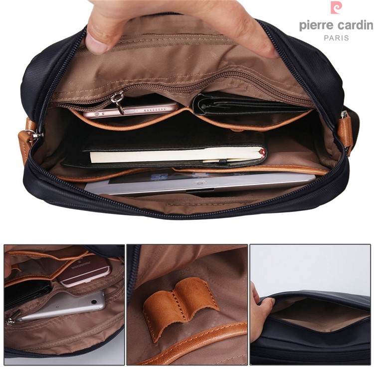 PIERRE CARDIN Canvas Skin Shoulder Messenger Pouch Bag for iPad Pro 9.7-inch-11