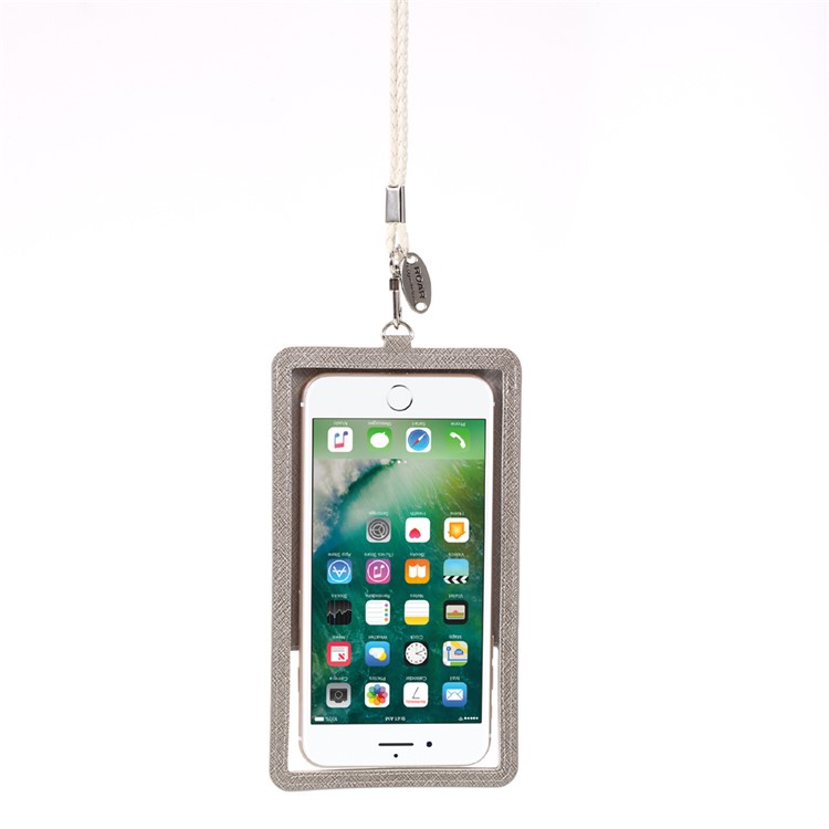 

ROAR KOREA Chic! Universal Dual Window Leather Pouch for iPhone 7/6s/6 Etc - Gray, iPhone 7