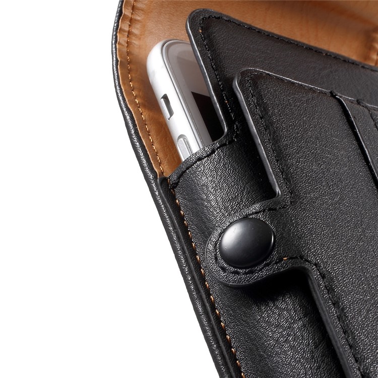 Card Holder Leather Holster Pouch for iPhone 7 Plus / Huawei P9 Plus, Size: 160 x 82 x 15mm - Black-6