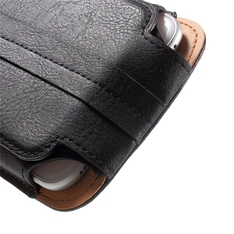 Card Holder Leather Holster Pouch for iPhone 7 Plus / Huawei P9 Plus, Size: 160 x 82 x 15mm - Black-7