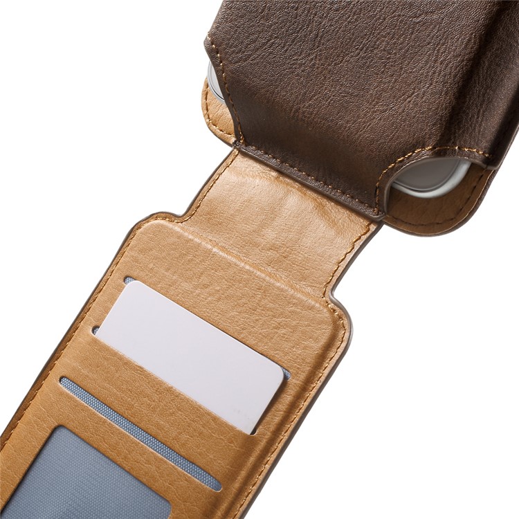 Card Holder Holster Leather Bag for iPhone 7 Plus / Huawei P9 Plus, Size: 160 x 82 x 15mm - Brown-5
