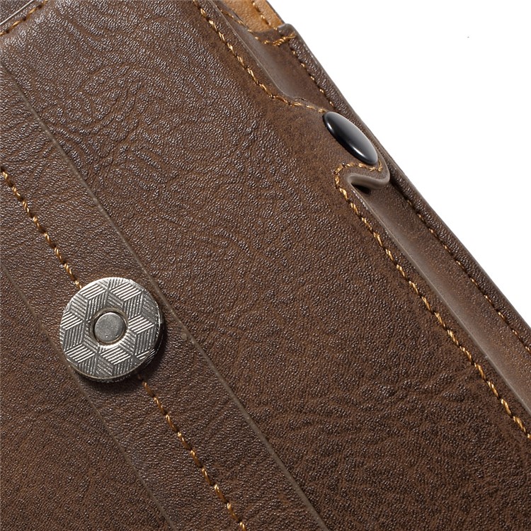 Card Holder Holster Leather Bag for iPhone 7 Plus / Huawei P9 Plus, Size: 160 x 82 x 15mm - Brown-6
