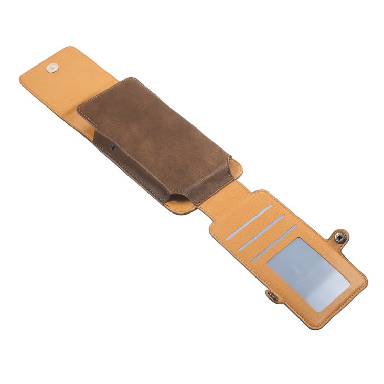 Card Holder Belt Clip Leather Holster for iPhone 7/ Sony Z5 Compact, Size: 140 x 70 x 11mm - Brown-4