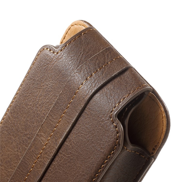 Card Holder Belt Clip Leather Holster for iPhone 7/ Sony Z5 Compact, Size: 140 x 70 x 11mm - Brown-7