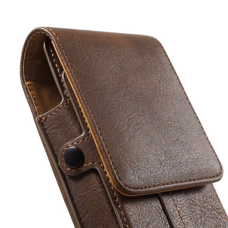 Card Holder Belt Clip Leather Holster for iPhone 7/ Sony Z5 Compact, Size: 140 x 70 x 11mm - Brown-8