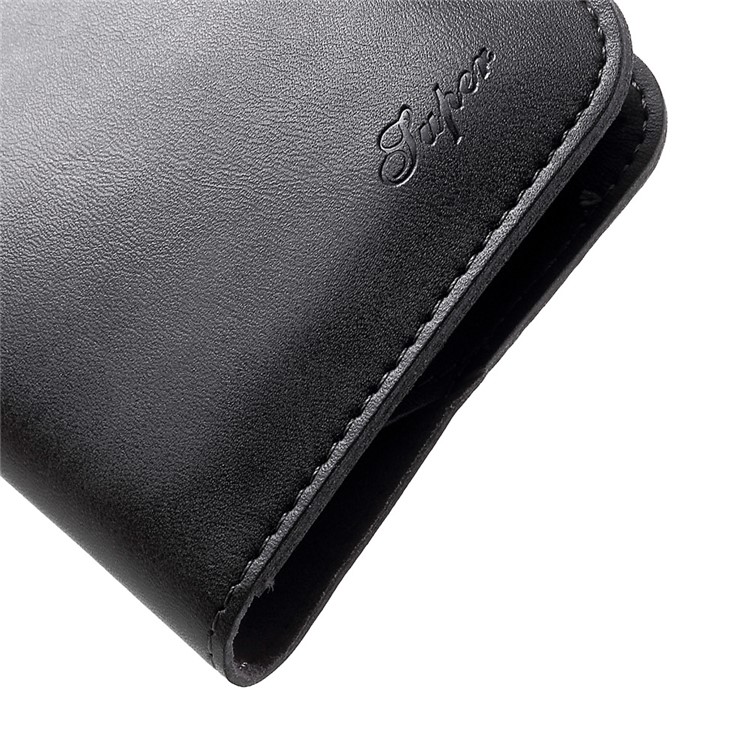Crazy Horse Leather Protective Pouch Case for iPhone 7 Plus/Samsung Galaxy A8 (2016) - Black-8
