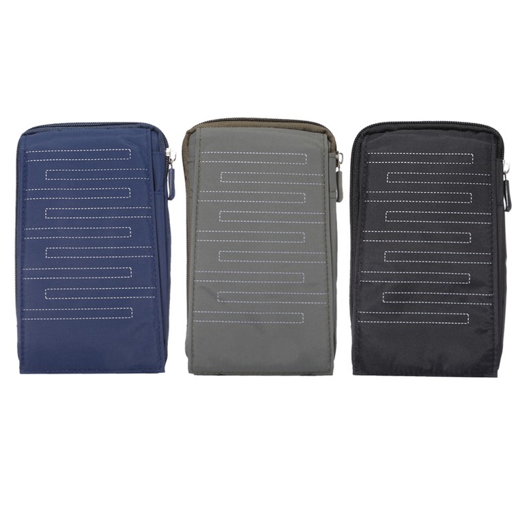 6.4 Inch 3 Pockets Multi-function Casual Pouch Bag with Carabiner for Samsung Galaxy Note 8 / iPhone 7 Plus / 7 - Black-10