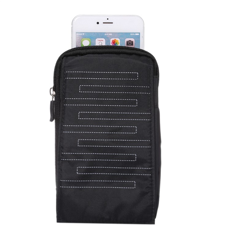 6.4 Inch 3 Pockets Multi-function Casual Pouch Bag with Carabiner for Samsung Galaxy Note 8 / iPhone 7 Plus / 7 - Black-3