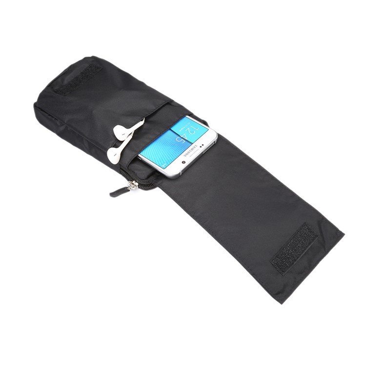 6.4 Inch 3 Pockets Multi-function Casual Pouch Bag with Carabiner for Samsung Galaxy Note 8 / iPhone 7 Plus / 7 - Black-5