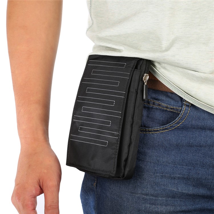 6.4 Inch 3 Pockets Multi-function Casual Pouch Bag with Carabiner for Samsung Galaxy Note 8 / iPhone 7 Plus / 7 - Black-7
