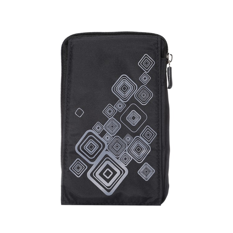 Patterned 6.4-inch 3 Pockets Splash-proof Canvas Pouch Bag for Phones, Keys, Earphones Etc - Black-1