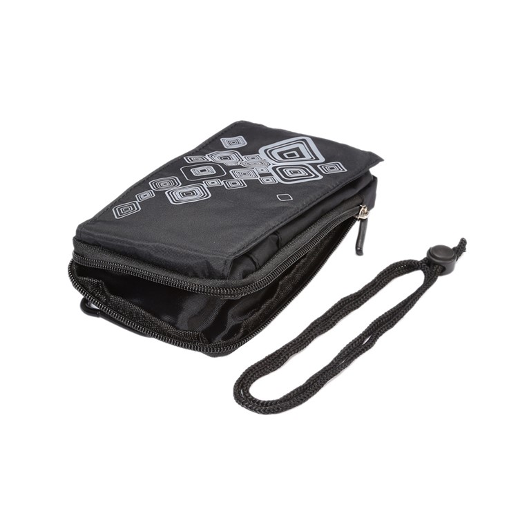 Patterned 6.4-inch 3 Pockets Splash-proof Canvas Pouch Bag for Phones, Keys, Earphones Etc - Black-4