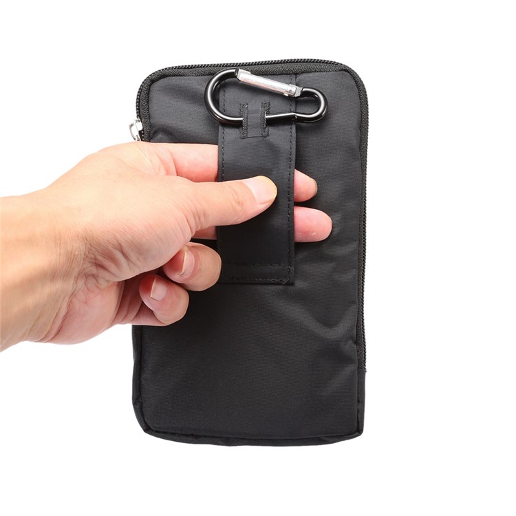 Patterned 6.4-inch 3 Pockets Splash-proof Canvas Pouch Bag for Phones, Keys, Earphones Etc - Black-6