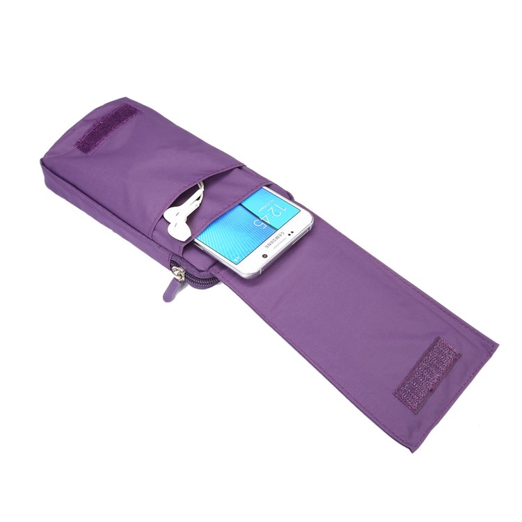 Patterned 6.4-inch 3 Pockets Multi-function Splash-proof Belt Pouch Bag for Samsung Galaxy Note 8, Keys, Earphones Etc - Purple-5