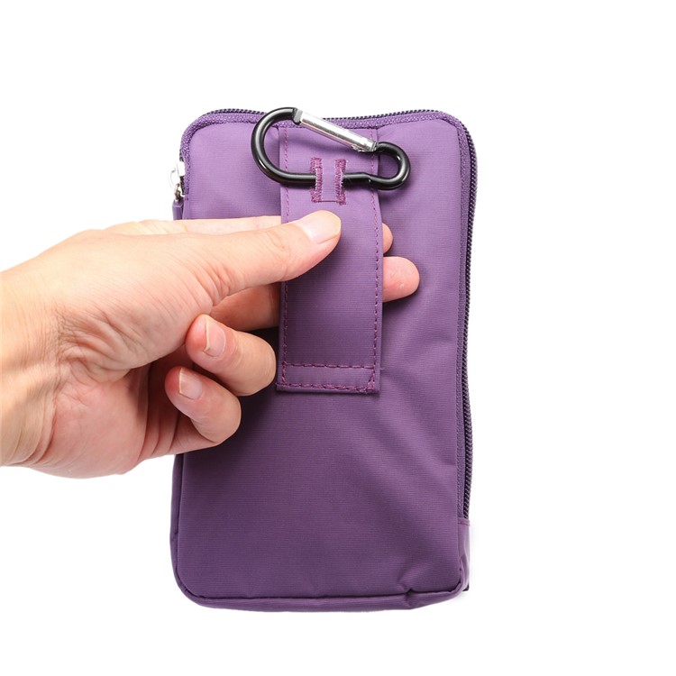 Patterned 6.4-inch 3 Pockets Multi-function Splash-proof Belt Pouch Bag for Samsung Galaxy Note 8, Keys, Earphones Etc - Purple-6