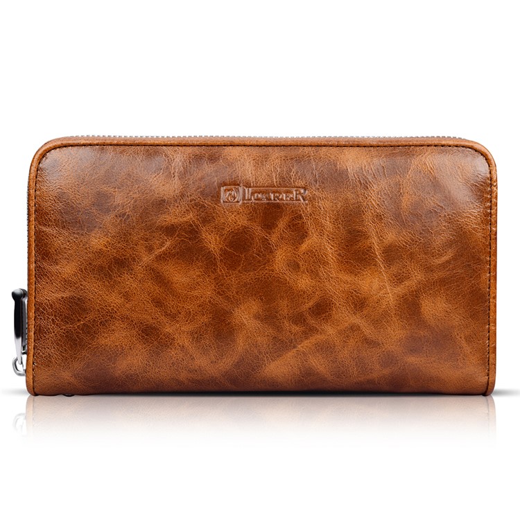 ICARER Universal Oil Wax Genuine Leather Wallet Case for iPhone 7 Plus /Huawei Mate 9 Etc - Brown-4