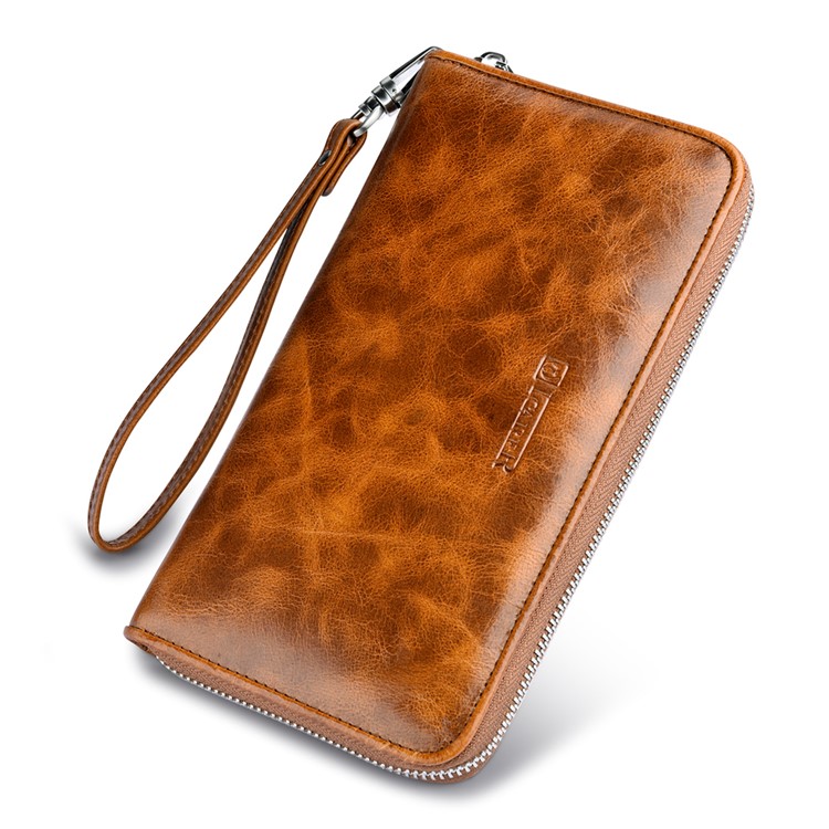 ICARER Universal Oil Wax Genuine Leather Wallet Case for iPhone 7 Plus /Huawei Mate 9 Etc - Brown-8