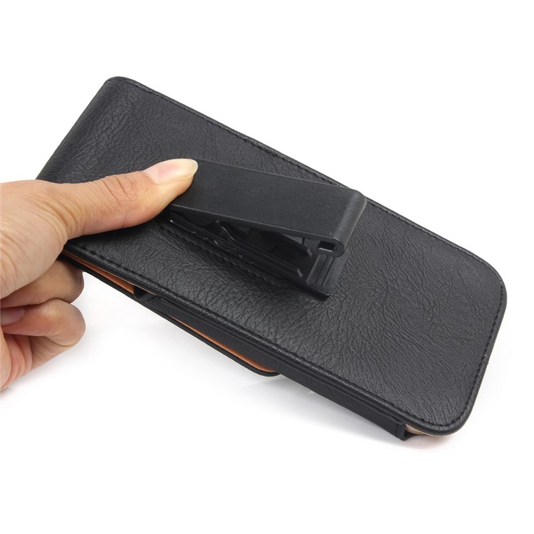 Para Iphone SE (2020)/SE (2022)/8/7 4.7 Pulgadas Flip Viertical Flip Pouch Case Sopiler Con Clip de Cinturón - Negro